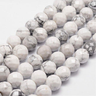 Howlite (Rounds)  *Faceted Grey Veins/ White  15.5" strand.  *See Drop Drop Down For Options