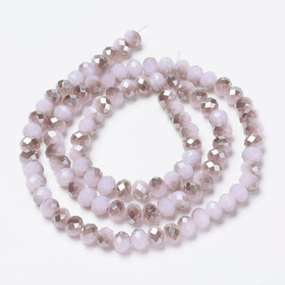 3 x 2mm Electroplate Glass Beads Strands, Half Gray Plated, Faceted, Rondelle, Lavender Blush Base Hole: 0.8mm, Approx 185 beads.