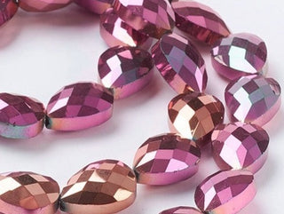 Electroplated Teardrop Shape Beads.  Multi Color Plating.  18 x 13 x 9mm.  Approx 10 beads per strand.