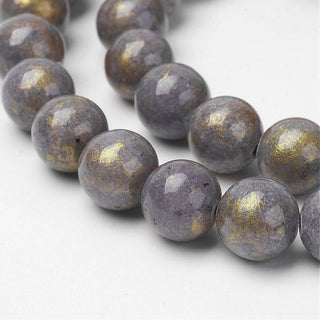 Natural Mashan Jade (Grey with Gold Powder) * Round  (See Drop Down for Size Options)