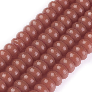 Opaque Solid Color Glass Beads Strands, Rondelle, Peru, 8x 4mm, Hole: 1.5mm, *Approx 90 Beads.