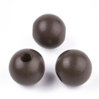Wood European Beads, Large Hole Beads, Round, Deep Brown, 16x15mm, Hole: 4mm.  *15 Beads