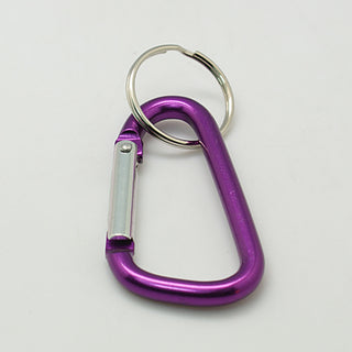 Description:Aluminum Carabiner Keyring, with Iron Clasp. Purple Size: about 30.5mm wide, 57mm long, 5mm thick, clasps: 21mm