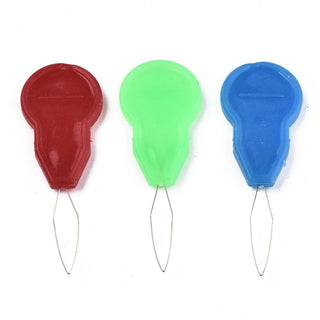 Needle Threader with Plastic Handle.  446x16x3mm.   *Packed 5 Threaders.  (Assorted Colors)