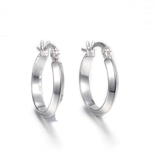 304 Stainless Steel Hoop Earrings, Silver Color Plated, 20x18.5x3mm, pin: 1x0.8mm.  (F03409)