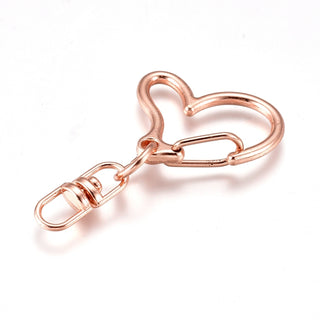 Metal Alloy Heart Lobster Clasps, (PACKED 5 Clasps) Keychain Clasp Findings, with Double Ended Swivel Eye Hook and Iron Jump Rings, 40x24x8.5mm, (See Drop Down for Color Finish Options)