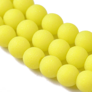 Glass Beads *Frosted Opaque Strands, Round,  Light Yellow, 2.5mm, Hole: 0.7mm; about 150pcs/strand, 15.35''(39cm)