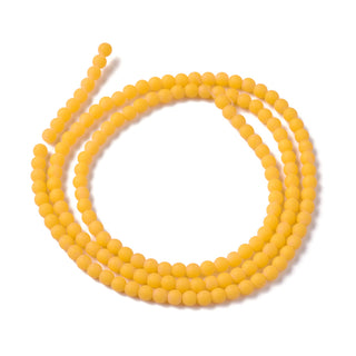 Glass Beads *Frosted Opaque Strands, Round,  Yellow, 2.5mm, Hole: 0.7mm; about 150pcs/strand, 15.35''(39cm)