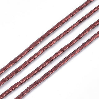 PU Leather Cording.  (Vegan leather).  2mm Round Cording.  !5 Foot Length.  *See Drop Down For Color Options