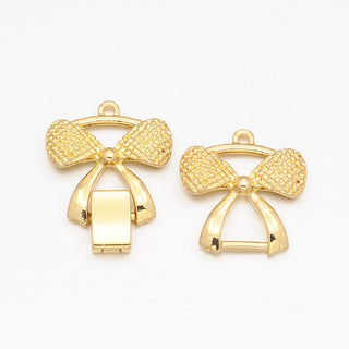 Alloy Fold Over Clasp, Bowknot, Golden, 43x21x3mm, Hole: 1mm.  Sold Individually.