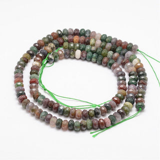 Faceted Natural Indian Agate Rondelle Beads Strands, 8x5mm, Hole: 1mm; (approx 75 Beads)