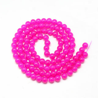 Glass Beads (Opalite Sheen on a Magenta/ Bold Pink) * 6mm (approx 60 beads)
