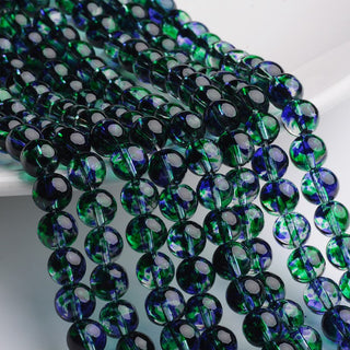 Glass Beads (Round) 8mm *Blue and Green (16" Strand)  *approx 50 Beads