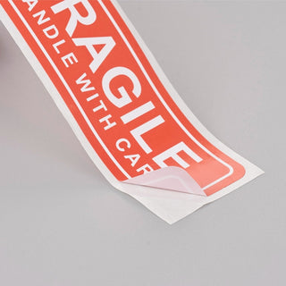 "FRAGILE" Stickers.  Approx. 76mm wide, 25.3mm long; 150pcs/roll.   RED.