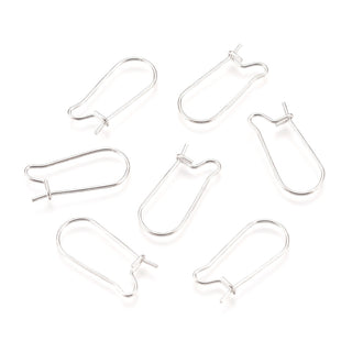304 Stainless Steel Hoop Earring Findings, Kidney Ear Wire, Silver Color, 21 Gauge, 20x11x0.7mm, Pin: 0.7mm.  (Packed 10)