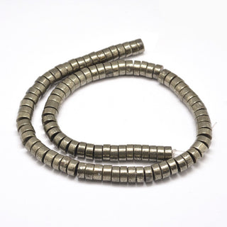 Pyrite.  Heishi Disc Style.  8 x 4mm.  Hole: 1mm (approx 50 Beads)