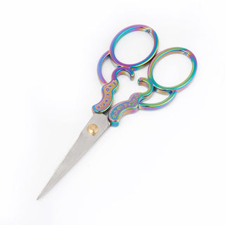 Stainless Steel Scissors, Embroidery Scissors, Sewing Scissors, Rainbow, Multi-color, 128.5x52x5.5mm Sold Individually.