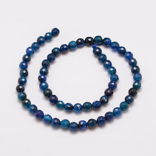 Agate (6 mm Size Faceted Rounds)  Agate in Rich Deep Blue  (16" strand)