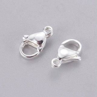 304 Stainless Steel Lobster Claw Clasps, Brilliant Silver Color Plated, 1(See drop down for size Options), Hole: 1.4mm