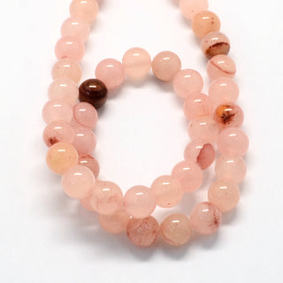 Jade Gemstone Bead Strands, Round, Pinkish, 8mm, Hole: 1mm; about 50pcs/strand, 15.7"