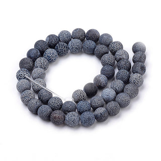 Agate "Weathered" (Frosted/Matte) (8 mm rounds) 15.5" strand.  approx 46beads.  Black