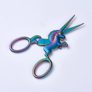 Stainless Steel Scissors, Embroidery Scissors, Sewing Scissors, Rainbow Unicorn, Multi-color, 11.45x4.5x0.45cm Sold Individually.