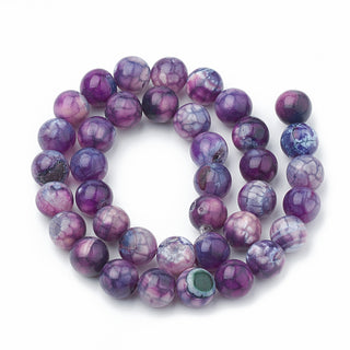 Agate (8 mm Rounds) Crackle Agate in Shades of Violet  (16" strand)