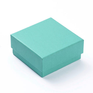 Cardboard Gift Box Jewelry Set Boxes, Black Sponge Inside, Square, Medium Turquoise, 7.5x7.5x3.5cm