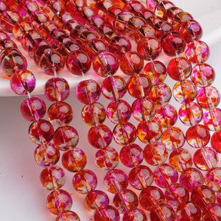 Glass (Splatter Style) Rounds *Red/ Yellow/ Pinkish  (8mm)
