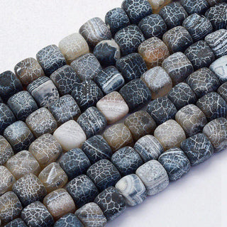 Natural Agate Beads Strands, Dyed & Heated, Cube, (See Drop Down for Color Options), 8~10x8.5~9x8.5~9mm, Hole: 1mm; about 41pcs/strand, 14.7''(37.5cm)