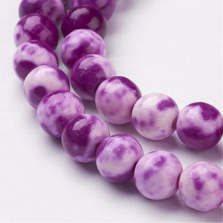 Jade (Ocean) 6mm Round   *Purple/ White  (Approx 60 Beads)