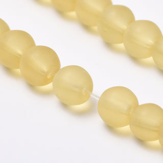 Glass Beads, Frosted.  Light Golenrod.  ROUND. 8mm.    Approx 42 Beads.