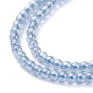Electroplate Glass Beads Strands, Full Rainbow Plated, Round, Light Steel Blue, 2.5mm, Hole: 0.7mm, (Approx 175 Beads), *14 Inch Strand