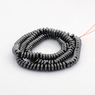 Non-magnetic Hematite Beads Strands, Heishi Beads, Disc/Flat Round, Black, 6x2mm, Hole: 0.8mm; *Approx 175 Beads