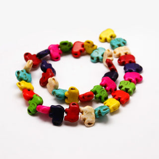 Elephant Howlite Beads Strands, Dyed, Mixed Color, 11x14x6mm, Hole: 1mm; about 37pcs/strand, 15.7inches