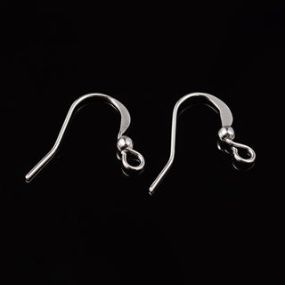 Silver Plate, Brass French Earring Hooks, Flat Earring Hooks, Ear Wire, with single Bead,15mm, Hole: 2mm.  (BULK.  25 Pair.  *50 Ear Wires)