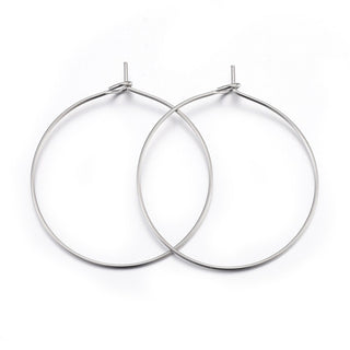316 Surgical Stainless Steel Wine Glass Charms Rings, Hoop Earring Findings, (See Drop Down for Color Options) 35x30x0.7mm, 21 Gauge (Packed 10)