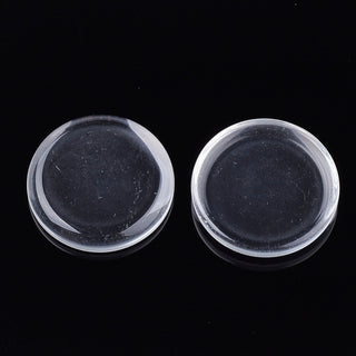 Cabochon (GLASS)   Flat Round.  Clear Glass.    (see drop down for size and pack options)