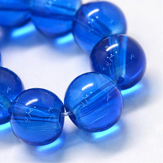 Glass (Clear) Rounds *Sharp Blue.    8mm  (approx 53 beads)