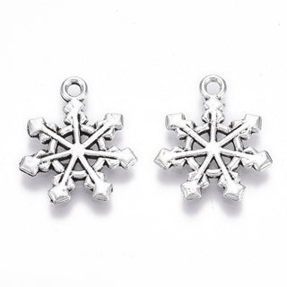 Snowflake Charm (CH18) , Silver Color, 20x17x1.5mm, Hole: 1.8mm, Sold Individually.