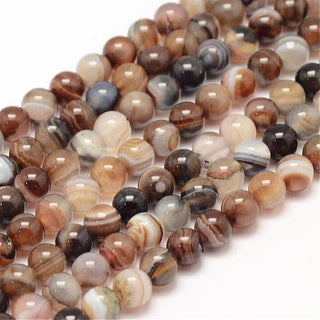 Agate .15.5" strand.  (see Drop Down for options).  Natural Striped Browns./Greys/Tans