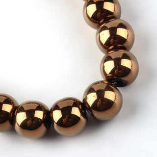 Glass Beads Round (Copper Electroplated)  30" strand (8mm.  Approx 100 Beads)