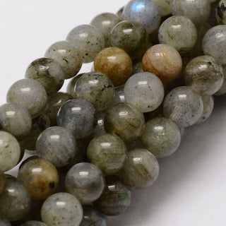 Labradorite (Round) *Paler with Flashes 8 mm (16"Strand.  Approx 50 Beads)