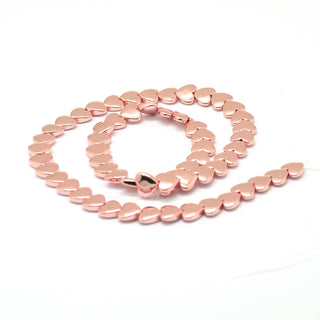 Electroplated Non-Magnetic Hematite Beads Strands, Heart, Rose Gold Plated, 7x8x3mm, Hole: 1mm; *Approx 60 Beads.