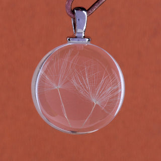 Dandelion Wishes Pendant Glass.  Genuine Dandelion set in Glass.  22~23x15mm, Hole: 4.5x2.5mm.  Sold Individually.