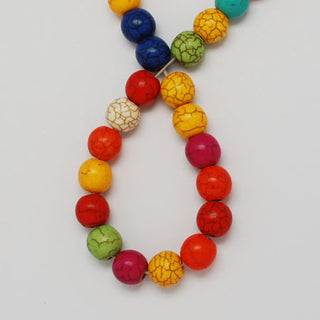 Howlite (8mm Rounds)  *Multi Color Mixed Strand.  *Approx 45 Beads.   15.5" strand