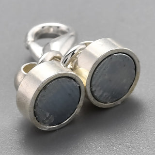 Brass Magnetic Clasps, with Lobster Claw Clasps, Column, Silver, 25x6mm.  Packed 2 Clasps.