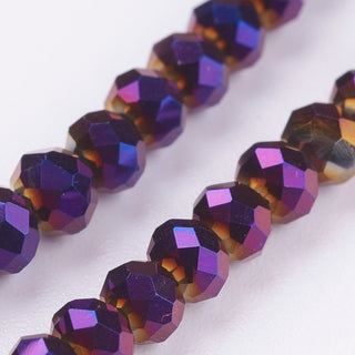 Crystal (Chinese) *Faceted Purple Plated Electroplated Rondelle.  3 x2mm, Hole: 0.8mm, about 200pcs/strand, 15.1 inch