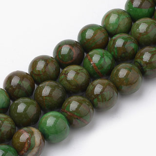 Jade (Nat. Earthy shades of Green) 8mm Round (approx 49 Beads)