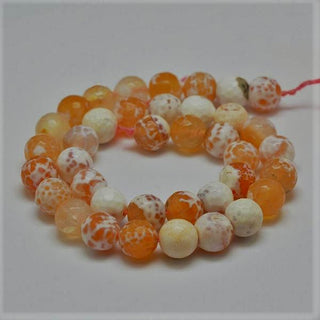 Fire Agate Beads Strands, Round, Faceted, 10mm, Approx 38 Beads.